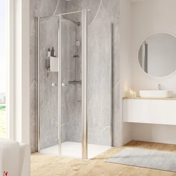 900x900 mm, 2000 mm, Aspect chromé, Transparent anticalcaire, Côté du montage: gauche / SW droite