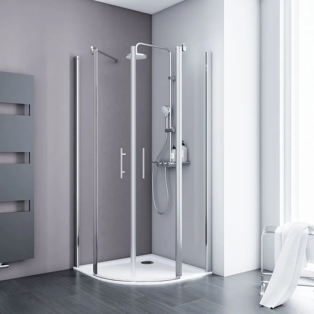 900x900 mm, 1920 mm, Aspect chromé, Transparent anticalcaire