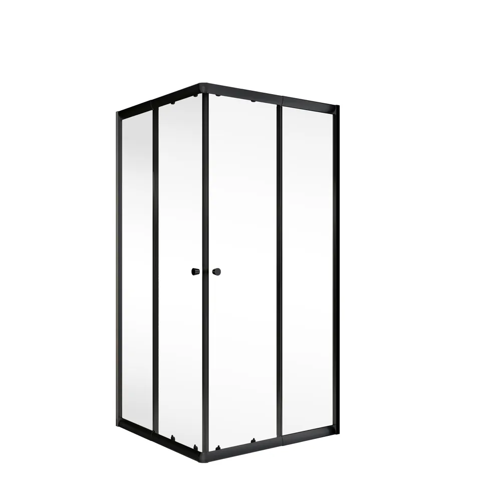 750-900x750-900 mm, 1800 mm, Noir mat, Transparent