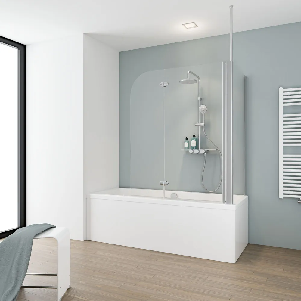 750x1146 mm, 1400 mm, Charnière ovale, Alu argenté, Transparent, Anschlag: links