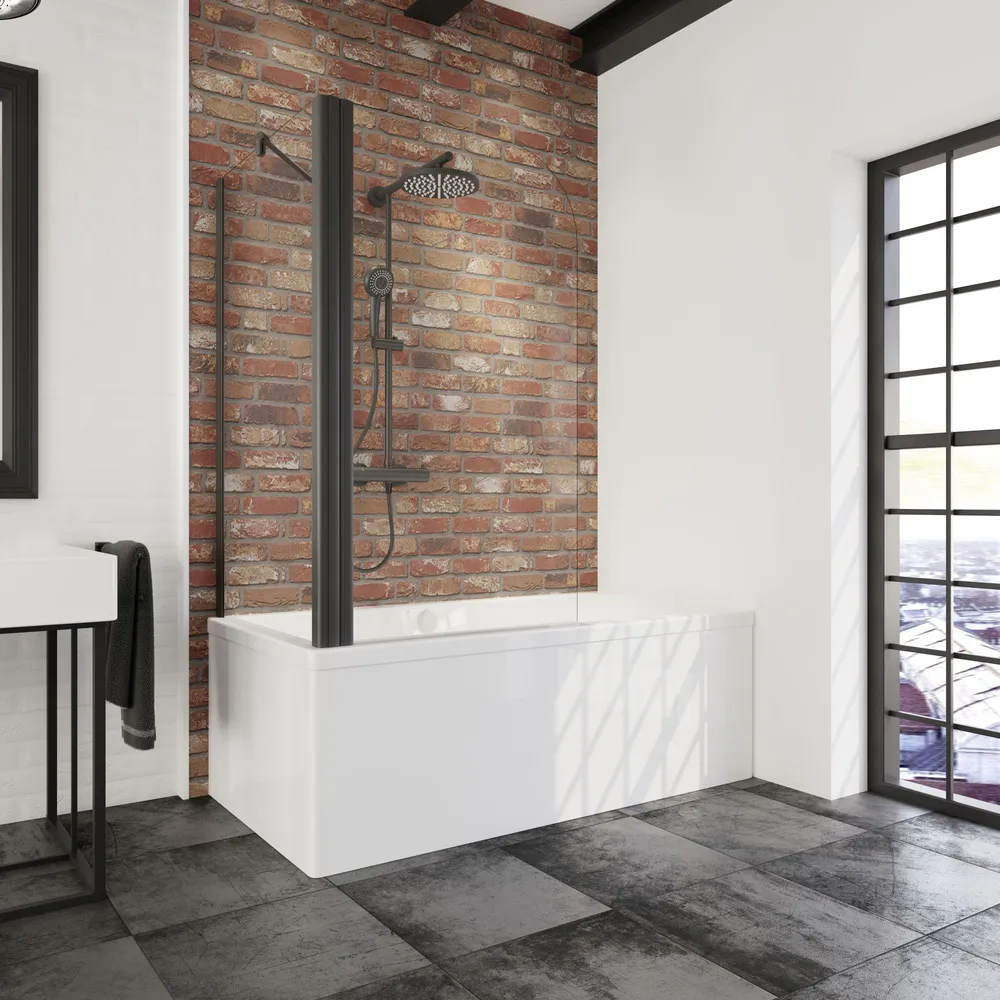 750x800 mm, 1400 mm, Noir mat, Transparent anticalcaire