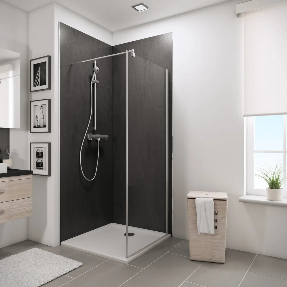 900 mm, 1900 mm, Aspect chromé, Transparent anticalcaire