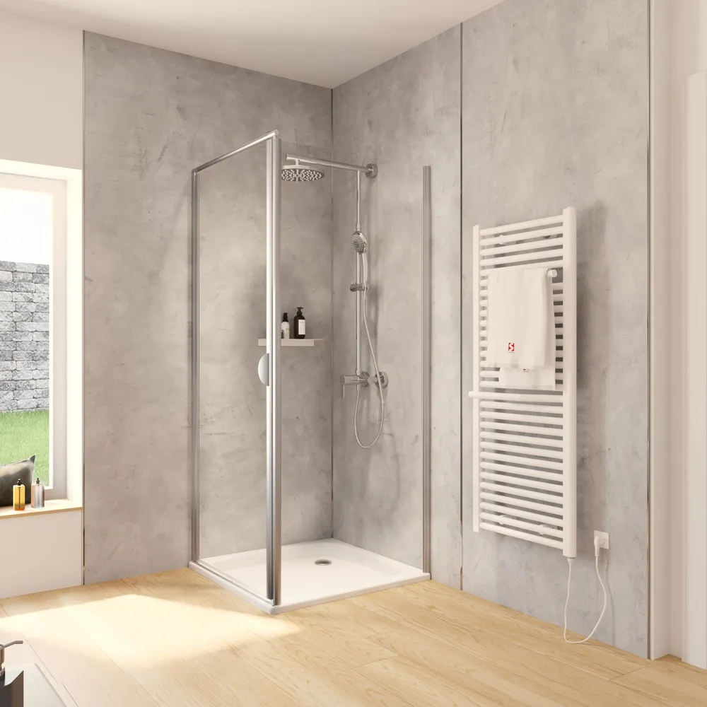 800x800 mm, 1800 mm, Alu-Natur, Klar hell, Anschlag: links