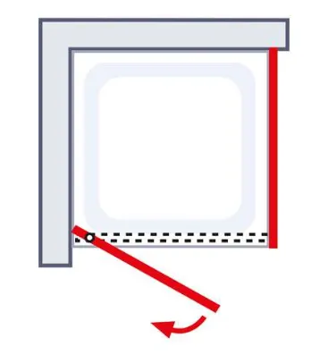 900x900 mm, 2000 mm, Mattschwarz, Klar hell, Anschlag: links