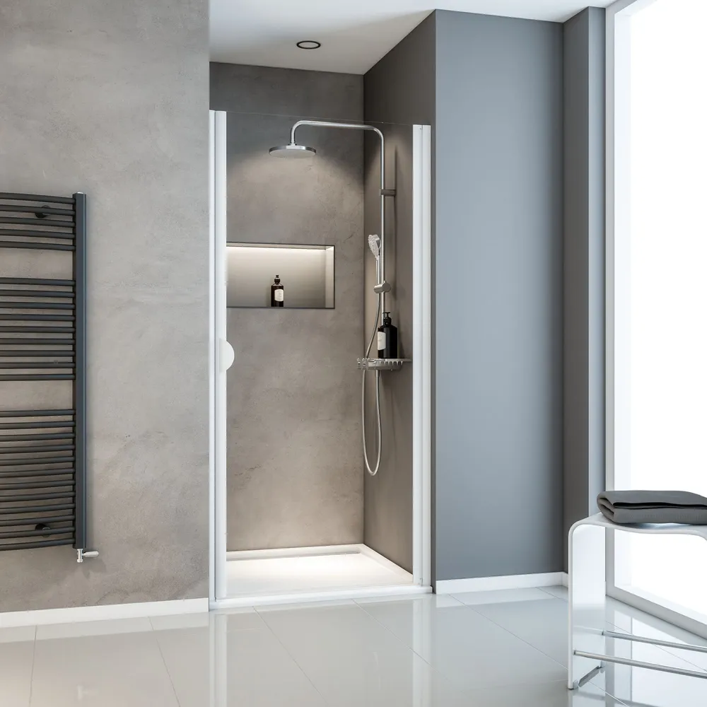 900 mm, 1800 mm, Blanc, Transparent, Anschlag: links