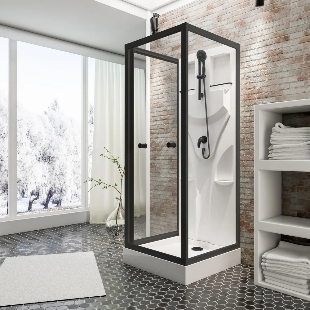 800x800 mm, 1900 mm, Noir mat, Transparent