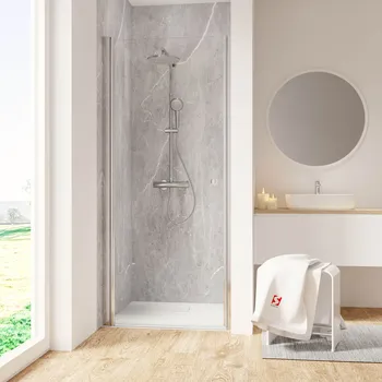 1000 mm, 2000 mm, Aspect chromé, Transparent anticalcaire, Côté du montage: gauche