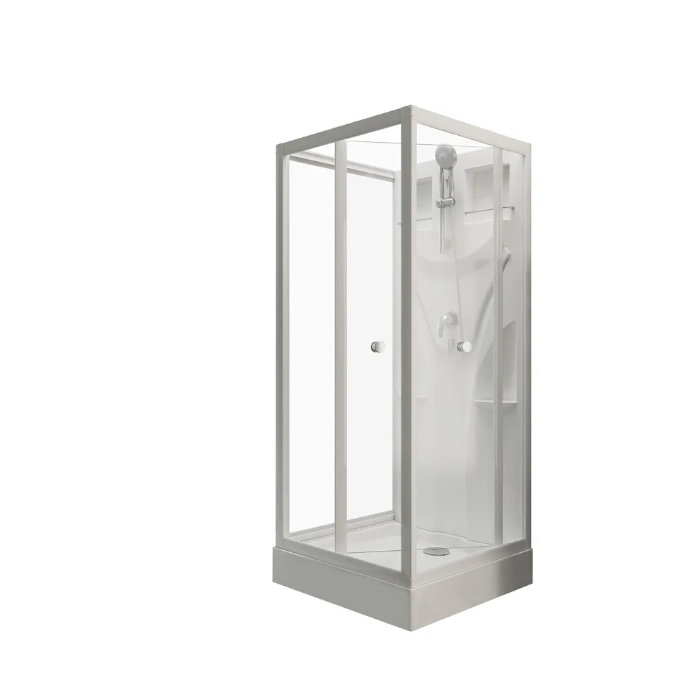 800x800 mm, 1900 mm, Blanc, Transparent, Anschlag: links