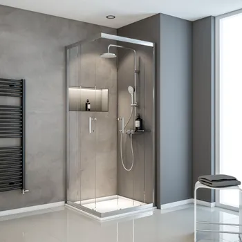 900x900 mm, 1900 mm, Aspect chromé, Transparent