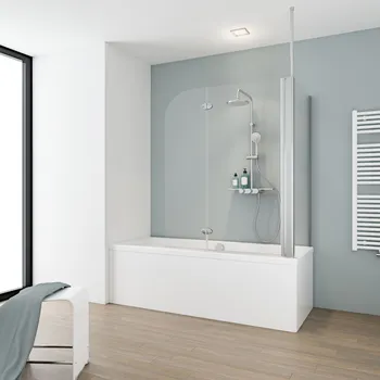 750x1146 mm, 1400 mm, Charnière ovale, Aspect chromé, Transparent