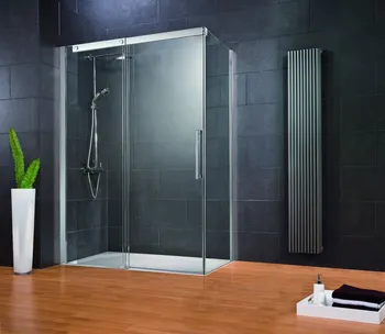 MasterClass - Porte de douche coulissante avec paroi latérale 1400x900 mm, 2000 mm, Aspect chromé, Transparent, Élément fixe: gauche  / SW droite