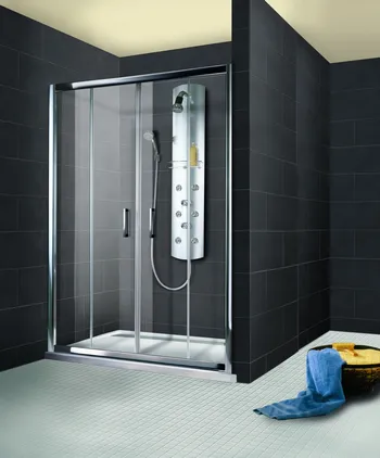 Impériale - Porte de douche coulissante 1600 mm, 2000 mm, Aspect chromé, Transparent, Côté du montage: droite / gauche