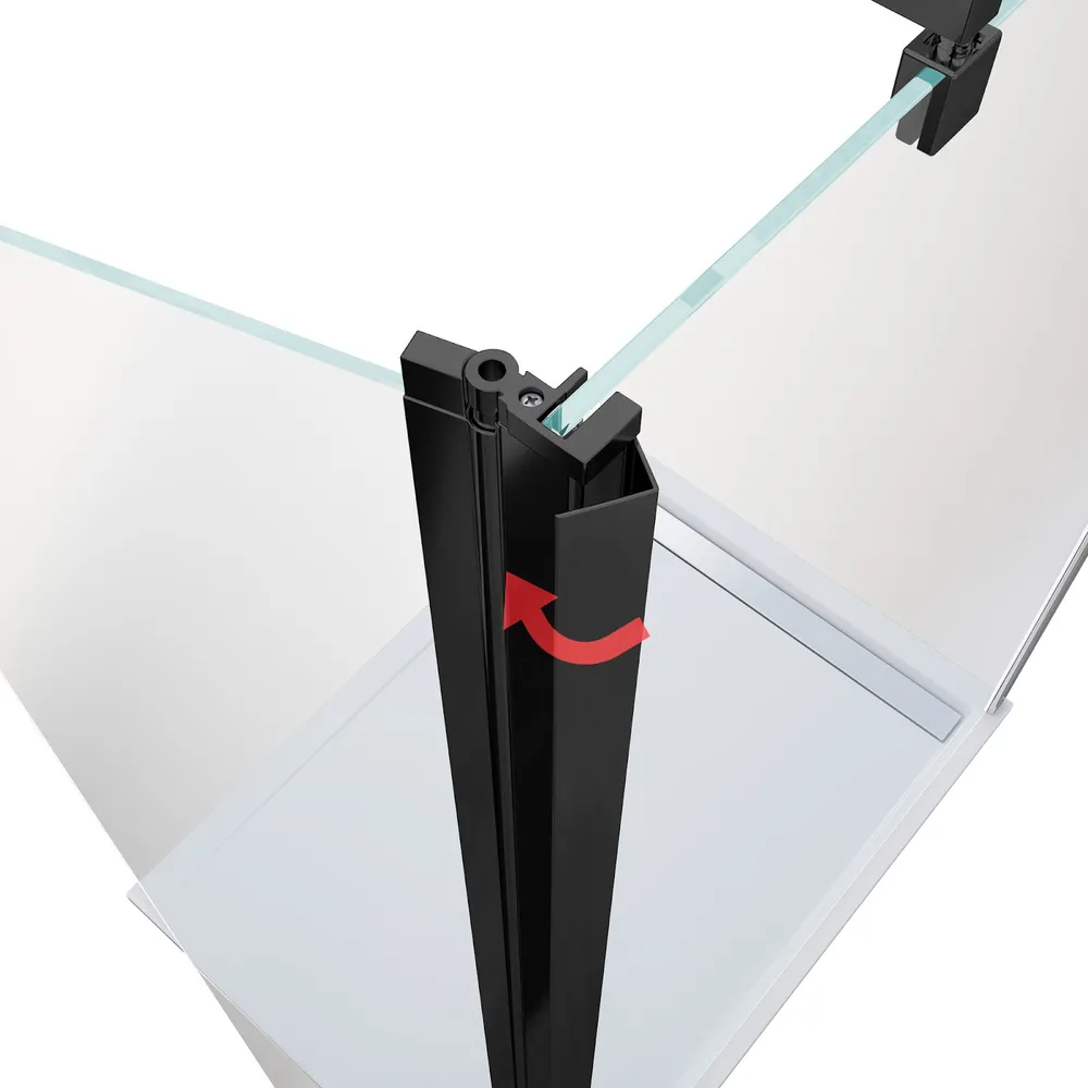 400 mm, 2000 mm, Noir mat, Transparent anticalcaire, Côté du montage: droite / gauche