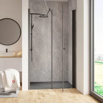 1200 mm, 2000 mm, Noir mat, Transparent, Côté du montage: droite