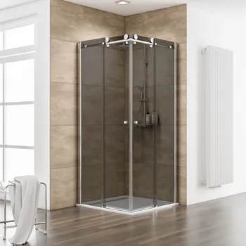 900x900 mm, 2000 mm, Aspect chromé, Fumé anthracite anticalcaire