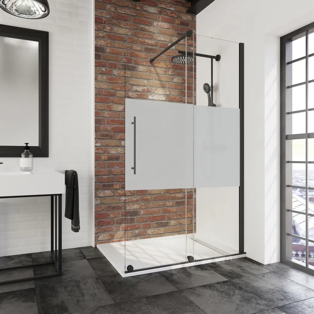 1000 mm, 2000 mm, Noir mat, Décent anticalcaire, Élément fixe: droite