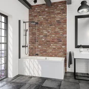 1120 mm, 1400 mm, Charnière, Noir mat, Transparent anticalcaire