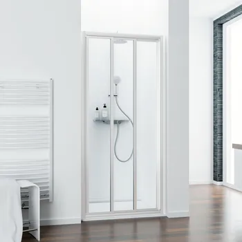 900 mm, 1850 mm, Blanc, Transparent anticalcaire, Anschlag: links