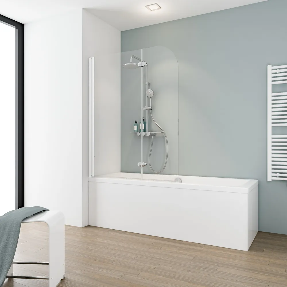 600-1600 mm, Charnière ovale, Aspect chromé, Transparent anticalcaire