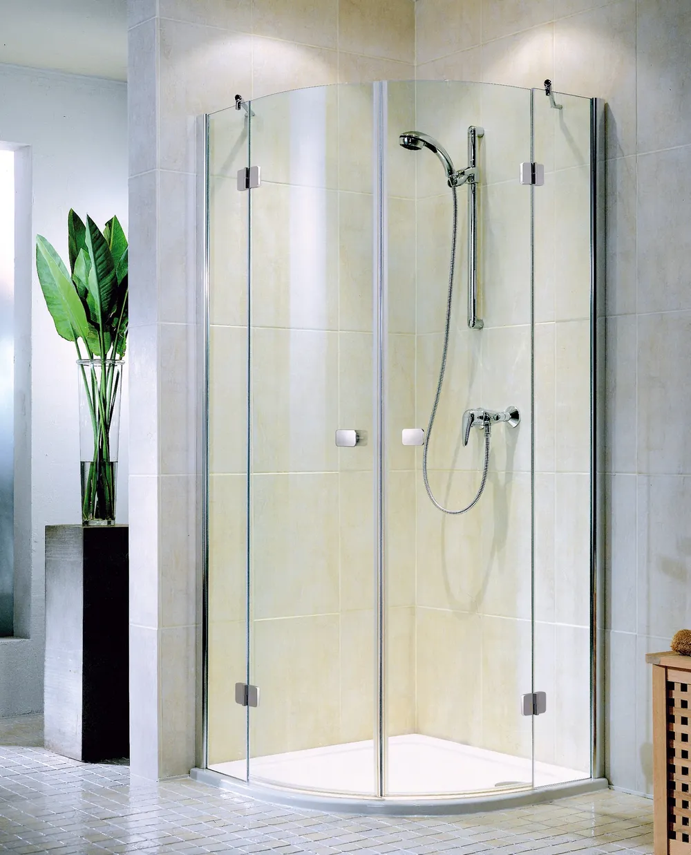 800x800 mm, 2000 mm, Charnière autolevante Softcube, Aspect chromé, Transparent anticalcaire, Côté du montage: droite / gauche