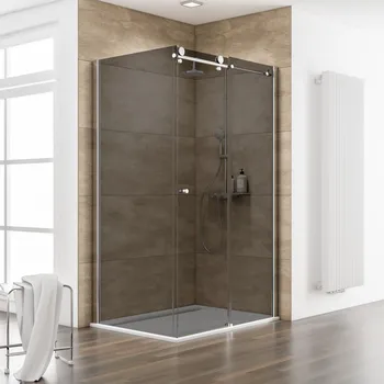 MasterClass - Porte de douche coulissante avec paroi latérale 1200x900 mm, 2000 mm, Aspect chromé, Fumé anthracite, Élément fixe: droite / SW gauche