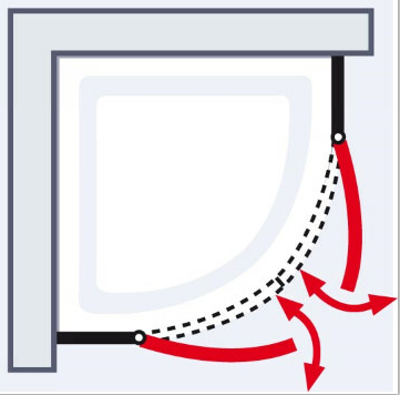 900x900 mm, 1920 mm, Noir mat, Transparent anticalcaire
