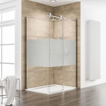 MasterClass - Porte de douche coulissante avec paroi latérale 1000x800 mm, 2000 mm, Aspect chromé, Décent, Élément fixe: droite / SW gauche