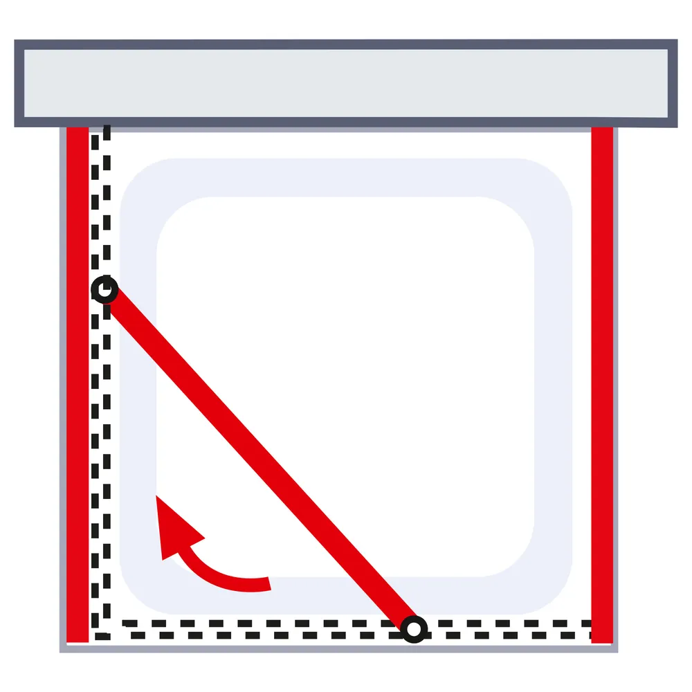 800x800 mm, 1900 mm, Noir mat, Transparent