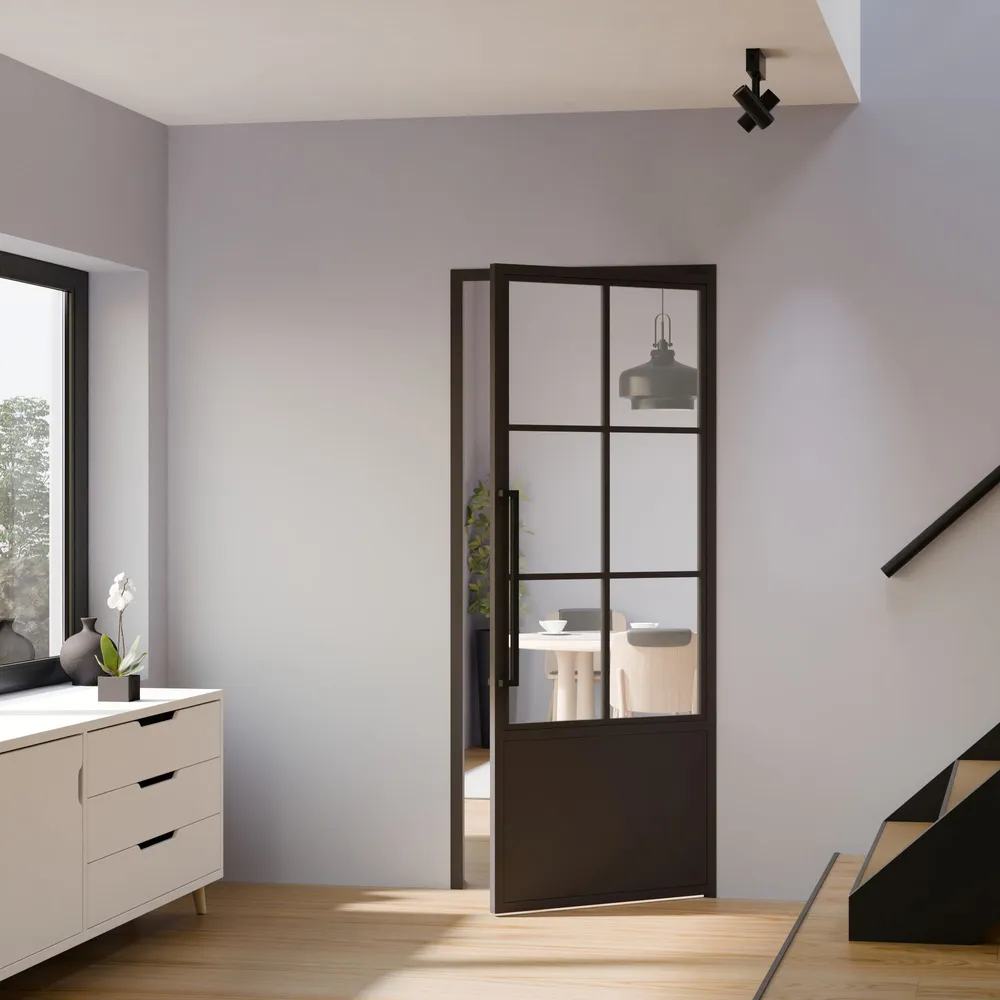 Porte intérieure en verre 83 x 197 cm, bloc porte vitré atelier