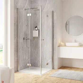 1000x1000 mm, 2000 mm, Charnière, Aspect chromé, Transparent