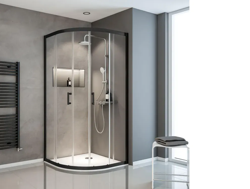 900x900 mm, 1900 mm, Noir mat, Transparent