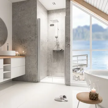 800 mm, 2000 mm, Charnière, Alu argenté, Transparent, Côté du montage: gauche