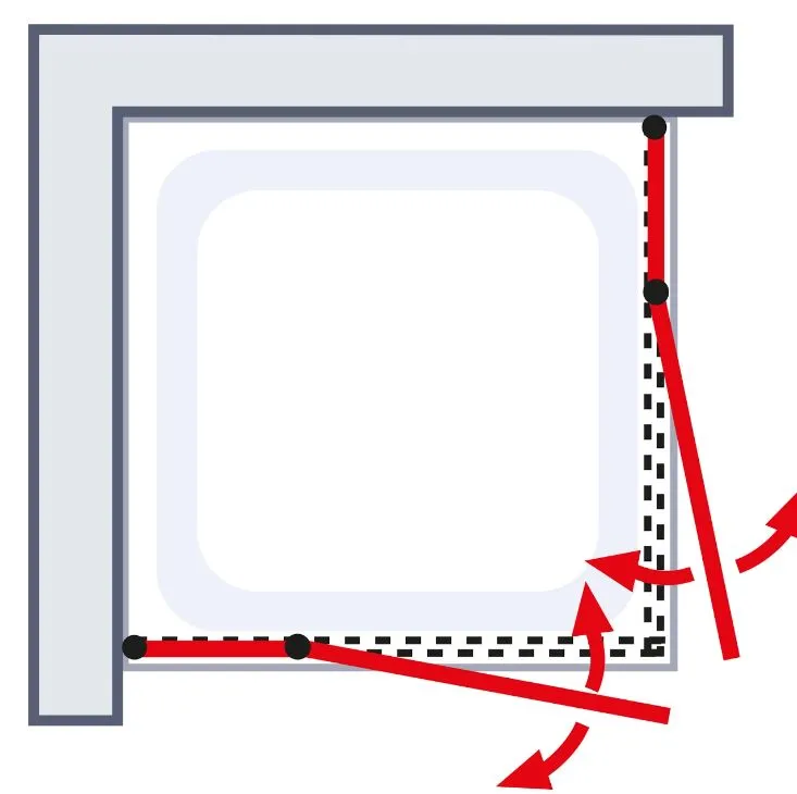 800x800 mm, 1920 mm, Aspect chromé, Transparent anticalcaire