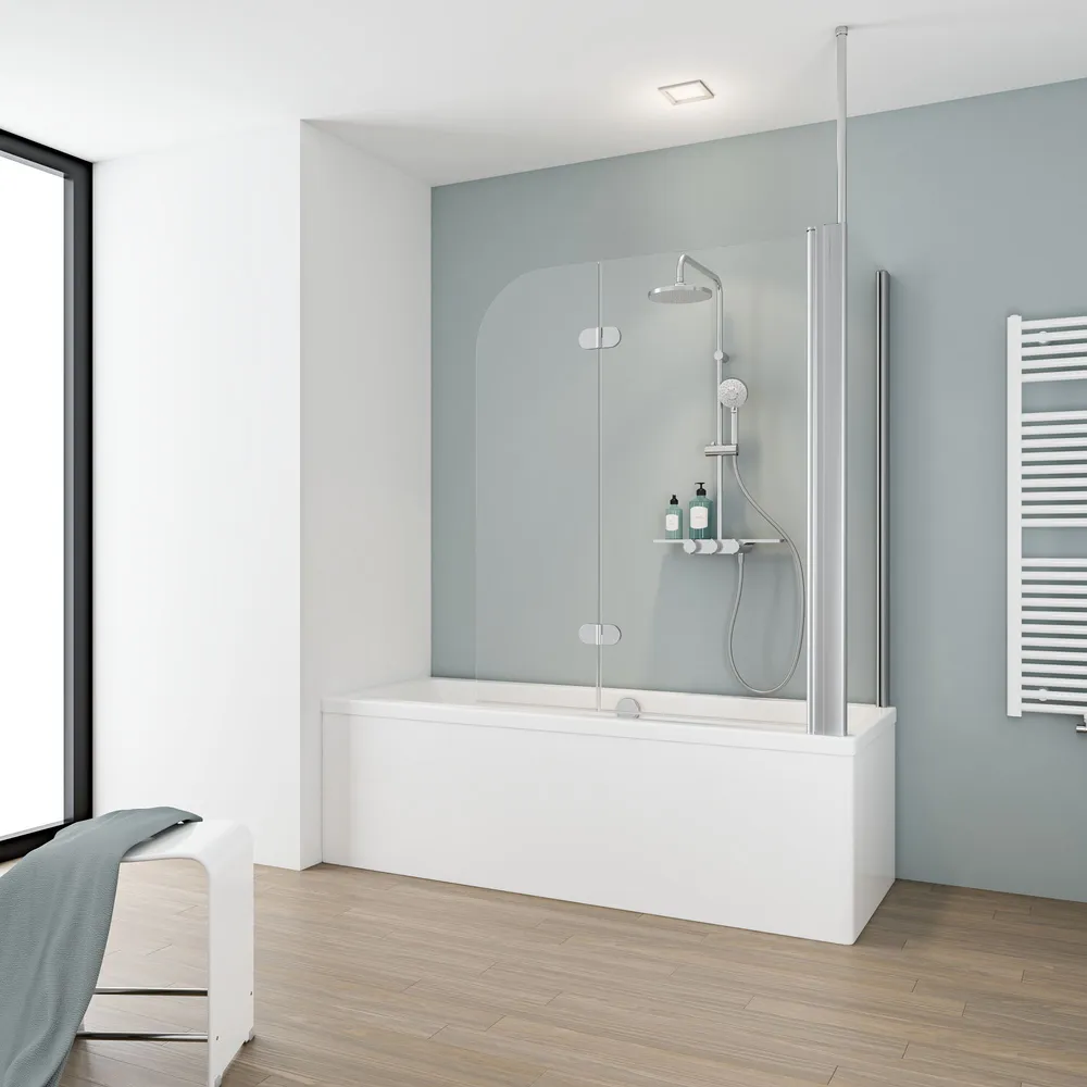 700x1170 mm, 1400 mm, Charnière, Alu argenté, Transparent