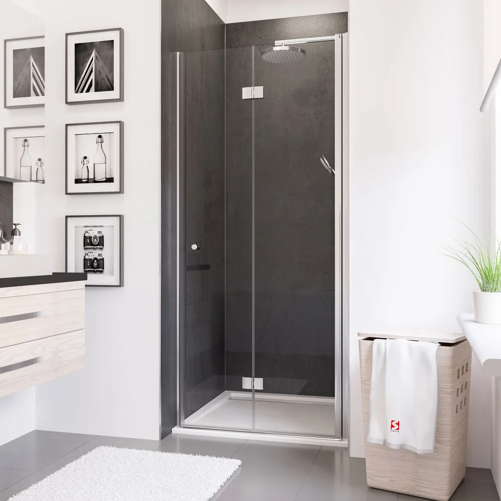 800 mm, 1920 mm, Charnière, Aspect chromé, Transparent anticalcaire, Côté du montage: droite / gauche