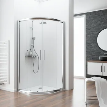 900x900 mm, 1850 mm, Aspect chromé, Transparent