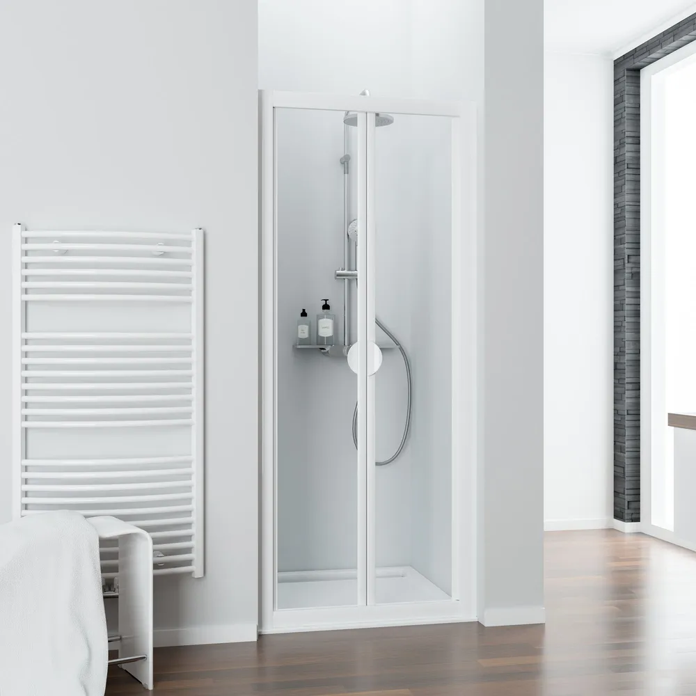 800 mm, 1850 mm, Blanc, Transparent anticalcaire, Anschlag: links