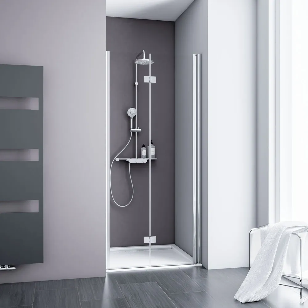 1600-1920 mm, Charnière, Aspect chromé, Transparent anticalcaire, Côté du montage: droite