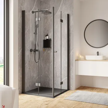 560-1200 mm, Charnière, Noir mat, Transparent anticalcaire