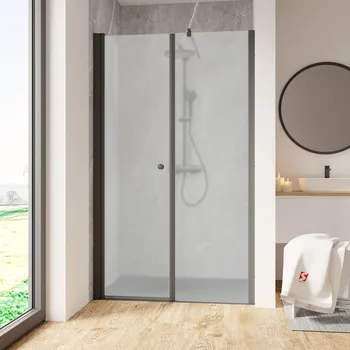 1200 mm, 2000 mm, Noir mat, Sablé mat anticalcaire, Côté du montage: gauche