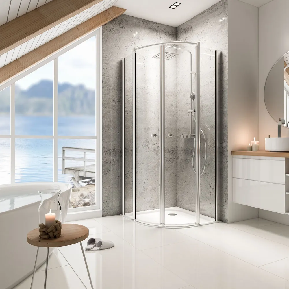 900x900 mm, 2000 mm, Aspect chromé, Transparent anticalcaire
