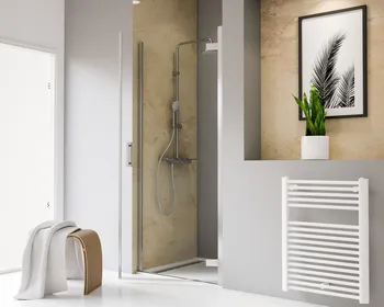 900 mm, 2000 mm, Charnière battante sur profilé, Aspect chromé, Transparent anticalcaire