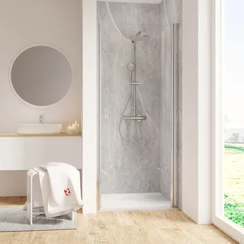 800 mm, 2000 mm, Aspect chromé, Transparent anticalcaire, Côté du montage: droite