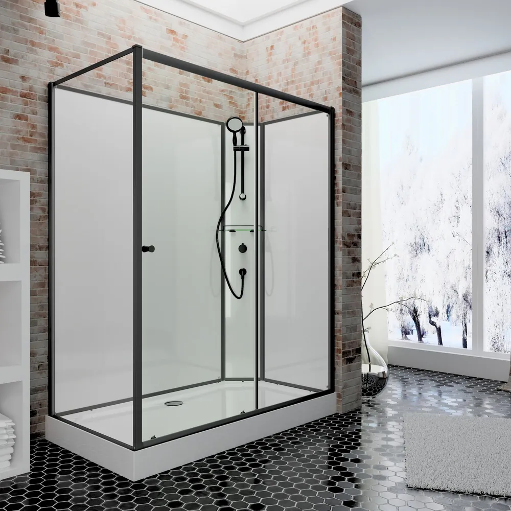 800x1200 mm, 2040 mm, Noir mat, Transparent, Anschlag: links