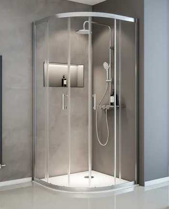 900x900 mm, 1900 mm, Aspect chromé, Transparent