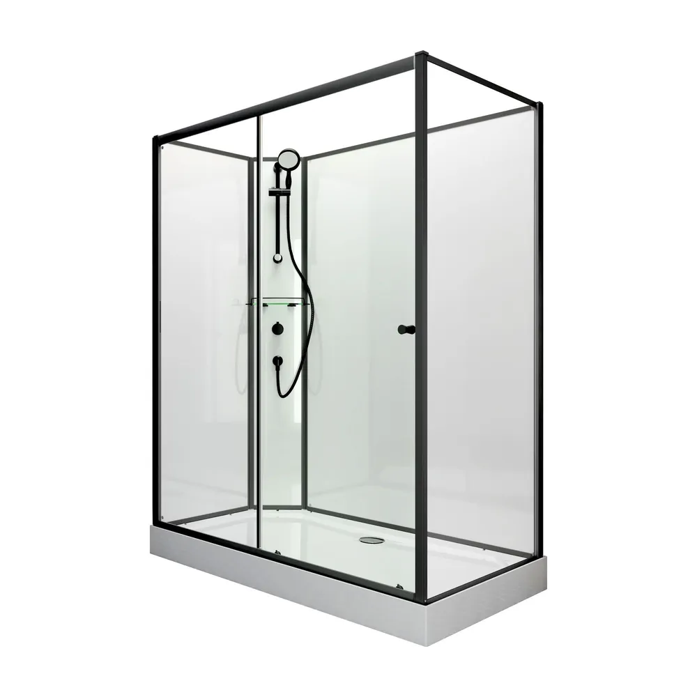 1200x900 mm, 2040 mm, Noir mat, Transparent, Anschlag: links